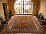 Khorasan Geometric Star-Medallion Hand-Knotted Area Rug