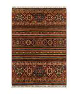 Qashqai Striped Diamond Lattice Wool Area Rug