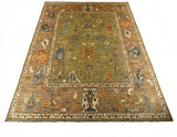Oushak Floral Vase & Serrated Leaf Wool Area Rug
