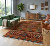 Qashqai Striped Diamond Lattice Wool Area Rug