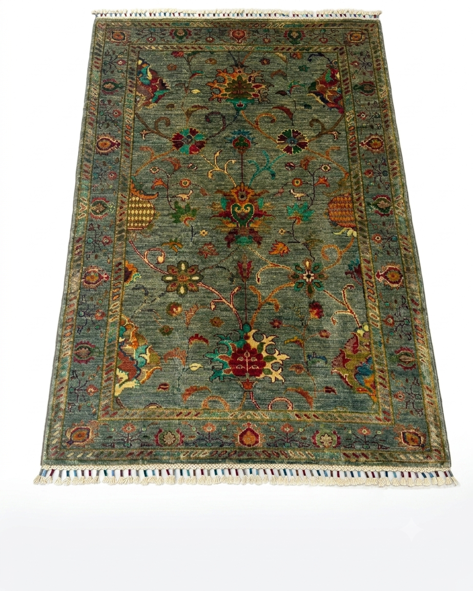 Green & Sage Oriental Medallion Accent Rug