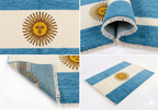 Hand-knotted wool Argentina flag rug in light blue and white