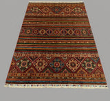 Qashqai Striped Diamond Lattice Wool Area Rug