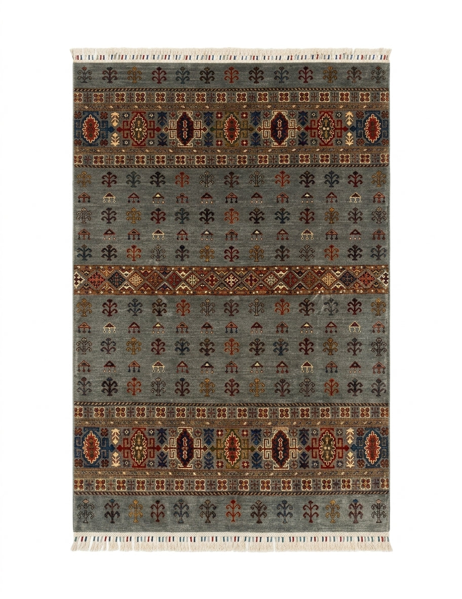 Afshar Tribal Cypress & Gul Panel Area Rug