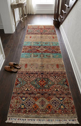 Qashqai Diamond & Animal Motif Hand-Knotted Runner Rug