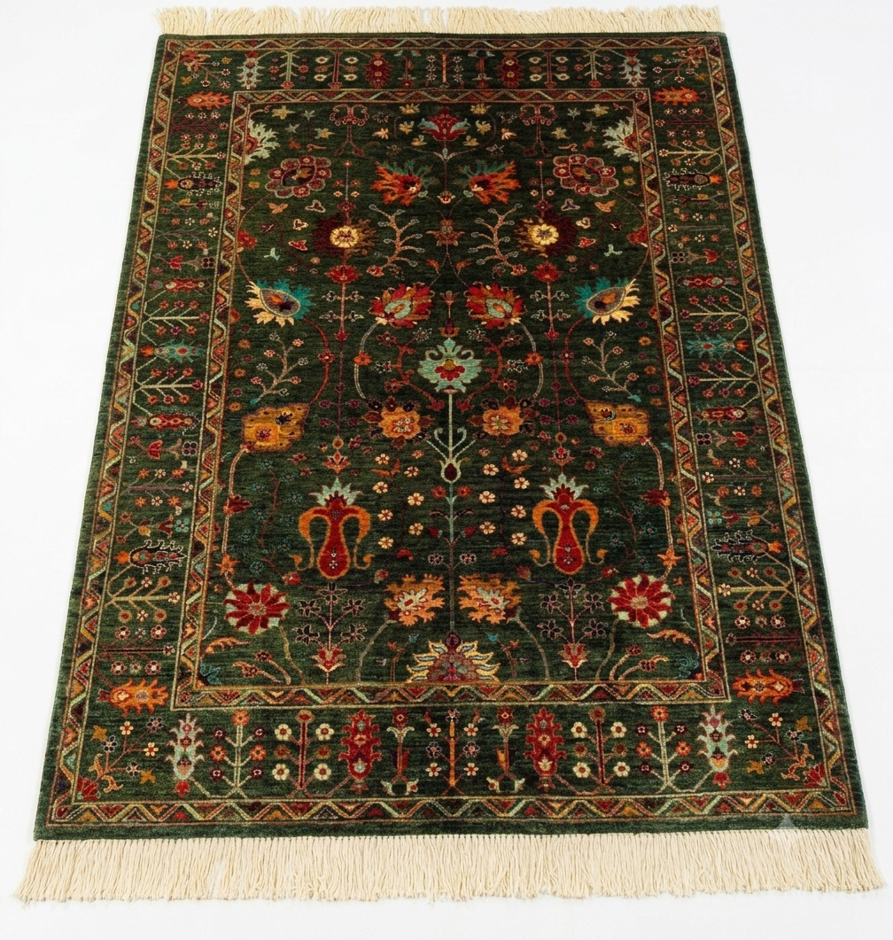 Emerald Green Floral Botanical Area Rug