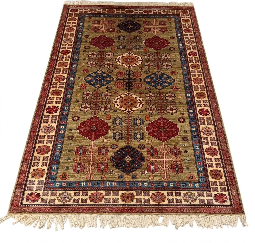 Khorasan Hexagonal Medallion Wool Area Rug