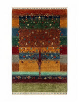 Modern Gabbeh Tree of Life Multicolored Area Rug