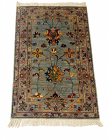 Slate Blue & Gray Floral Small Accent Rug