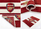 Hand-knotted wool Arsenal soccer club flag rug in red and white
