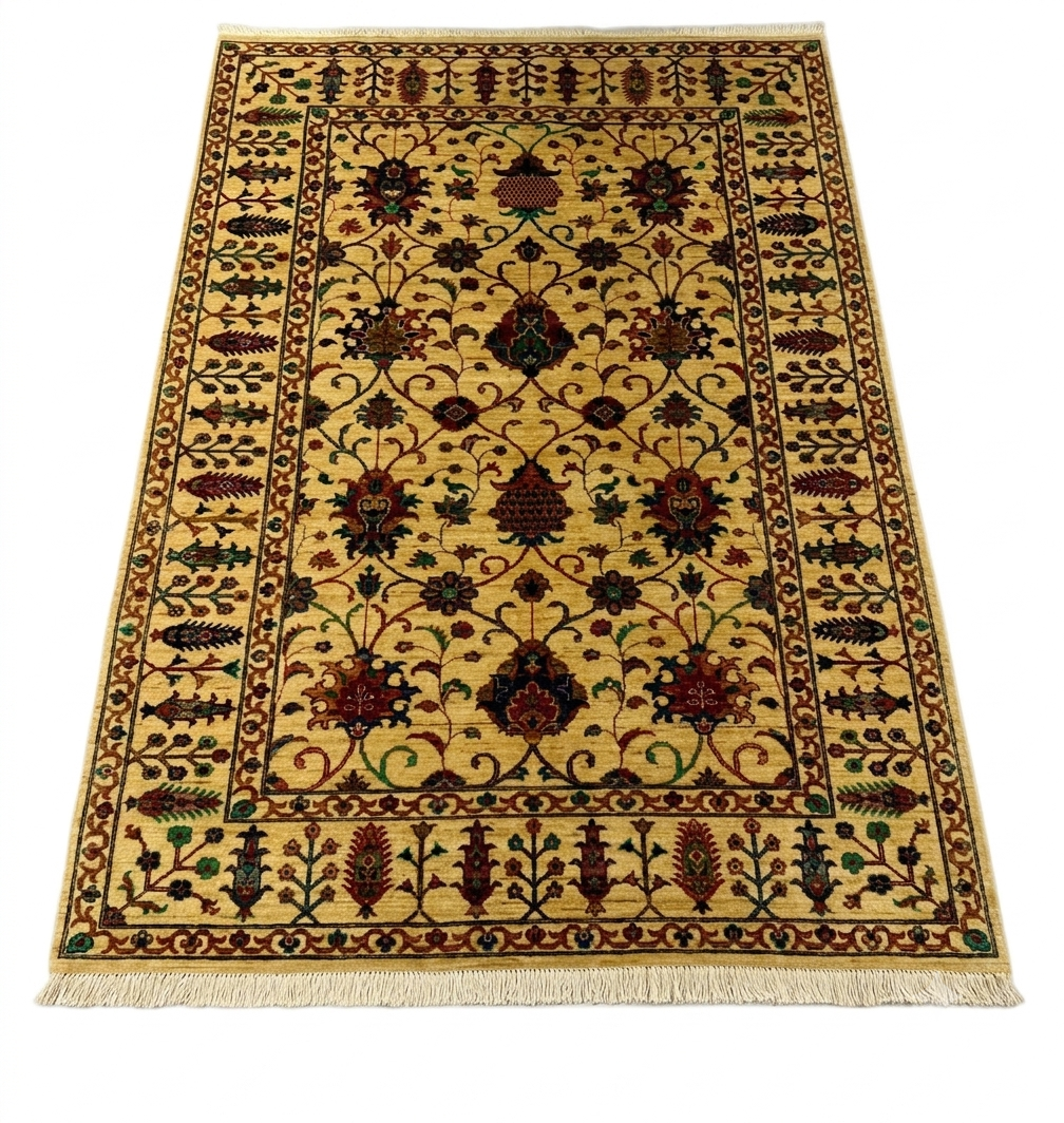 Medallion Floor Accent in Warm Gold & Rustic Rug