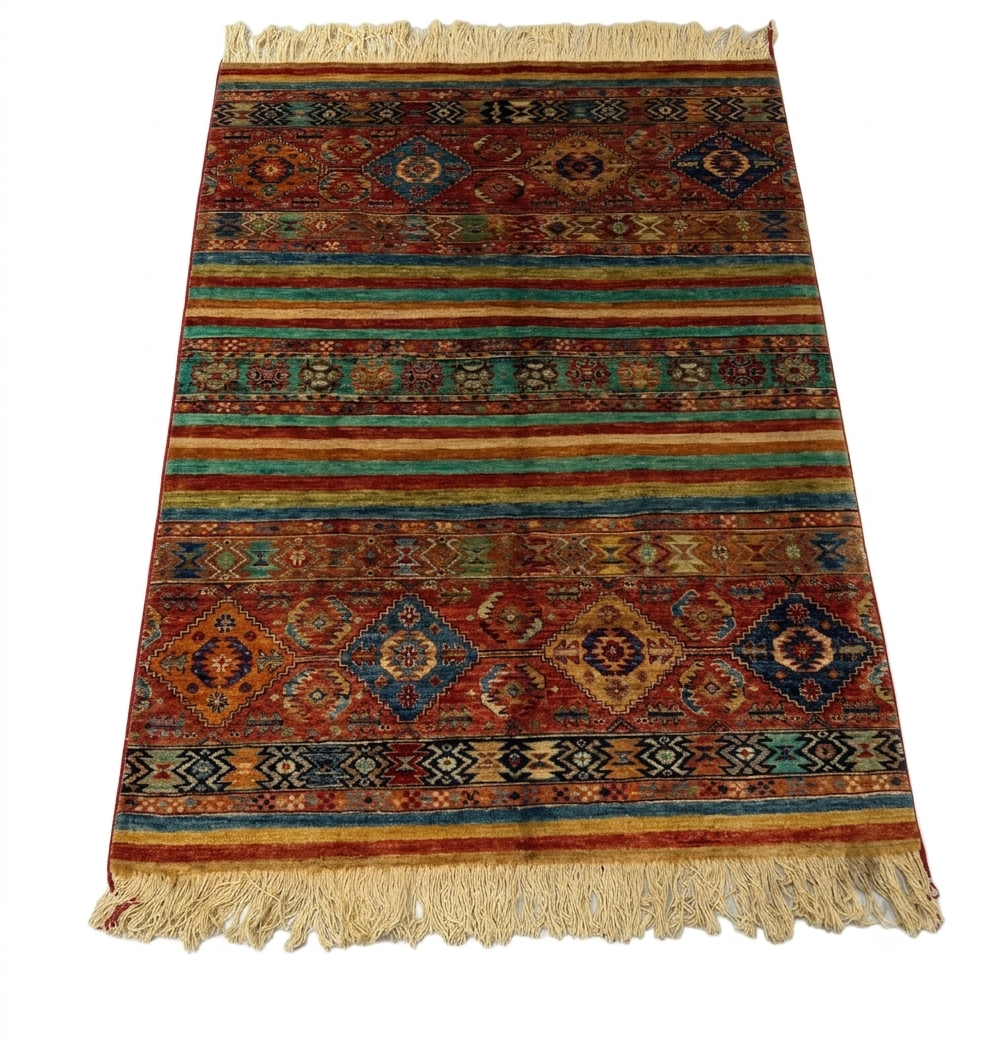 Artisan Kilim-Style Multi-Color Medallion Area Piece