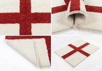 Hand-knotted wool England flag rug, St George's Cross in red and white