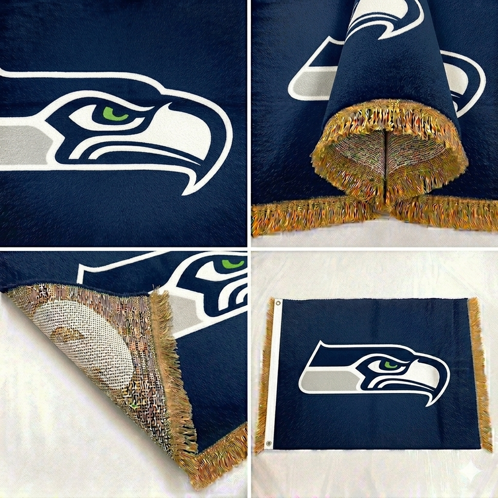 Seattle Seahawks NFL Hand-Knotted Wool Wall Flag
