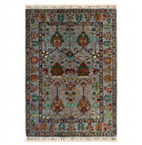 Muted Slate Blue Classical Floral Area Rug