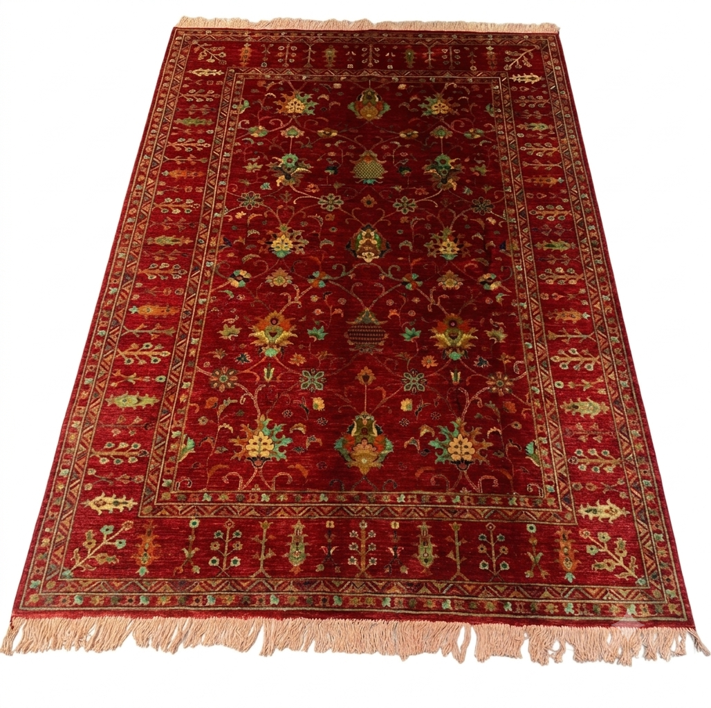 Crimson Royal Botanical Motif Area Rug