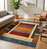 Authentic Gabbeh Nomadic Narrative Area Rug