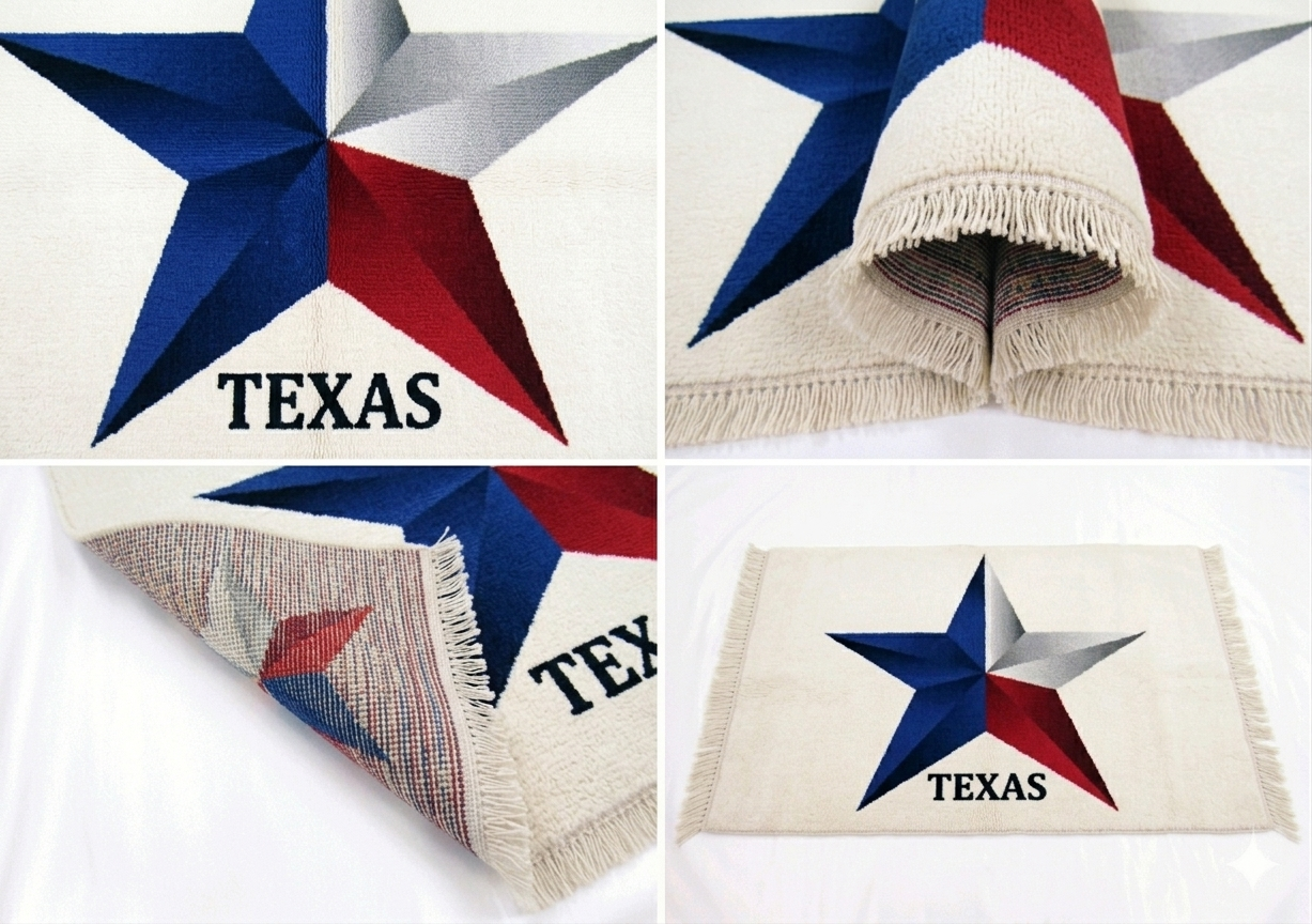 Texas Lone Star Hand-Knotted Wool Wall Flag