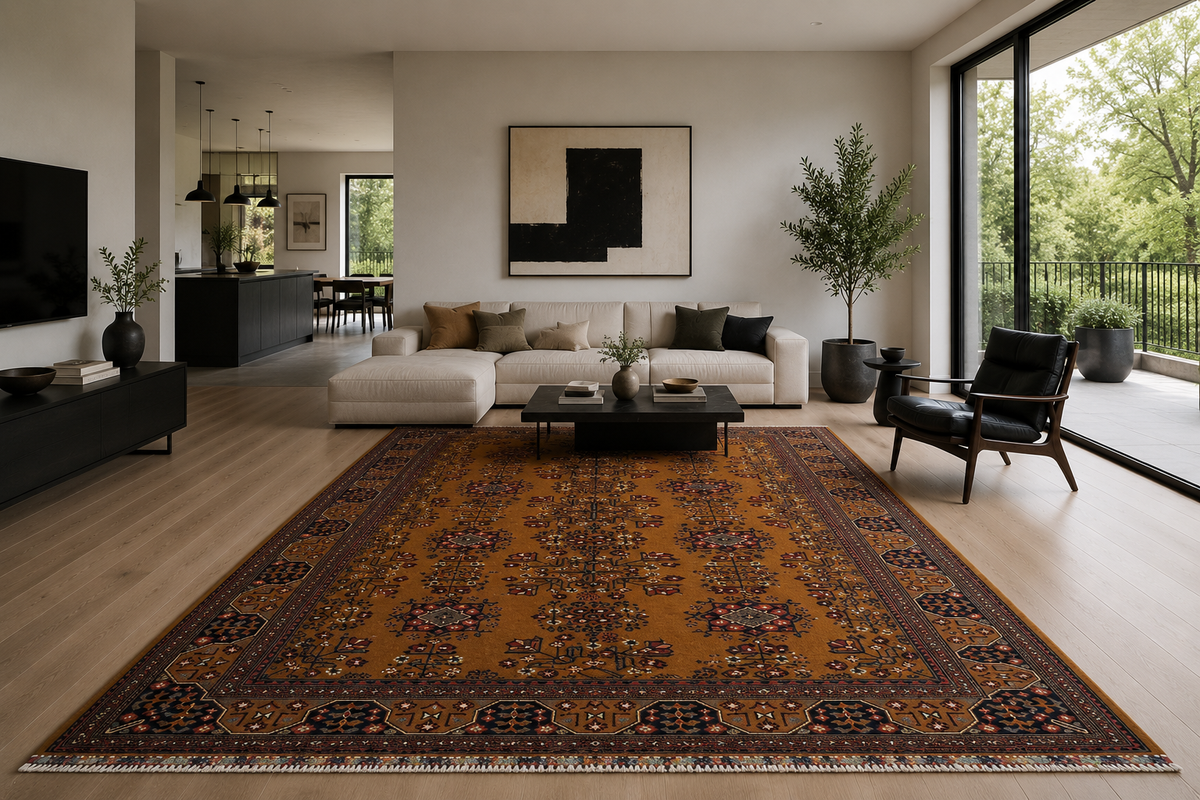 Golden Amber Medallion Rug