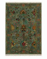 Green & Sage Oriental Medallion Accent Rug