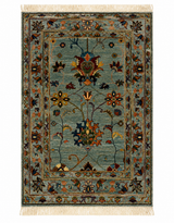 Slate Blue & Gray Floral Small Accent Rug