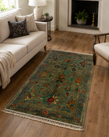 Green & Sage Oriental Medallion Accent Rug