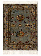 Slate Blue & Gray Floral Small Accent Rug