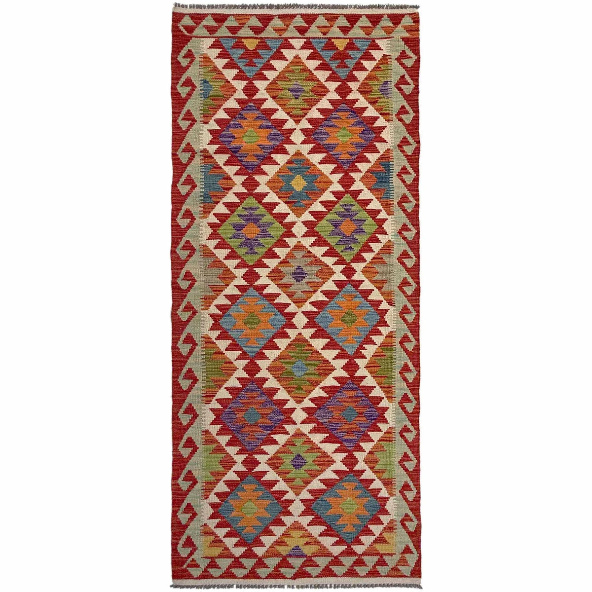 Tribal Diamond Lattice Kilim Runner