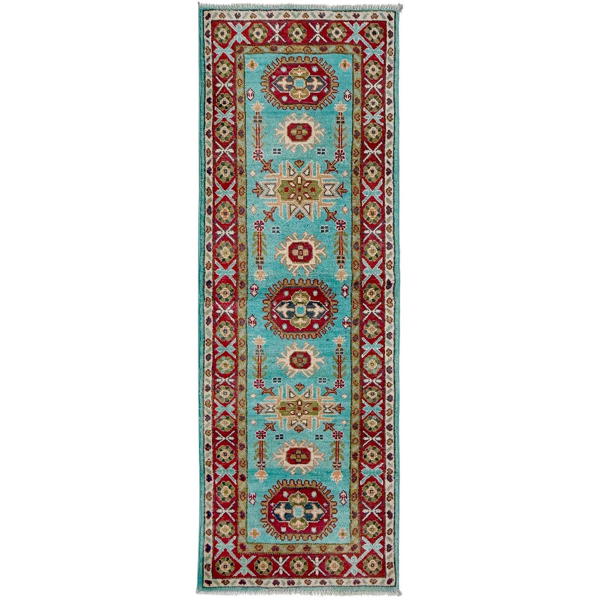 Turquoise Blue & Crimson Runner