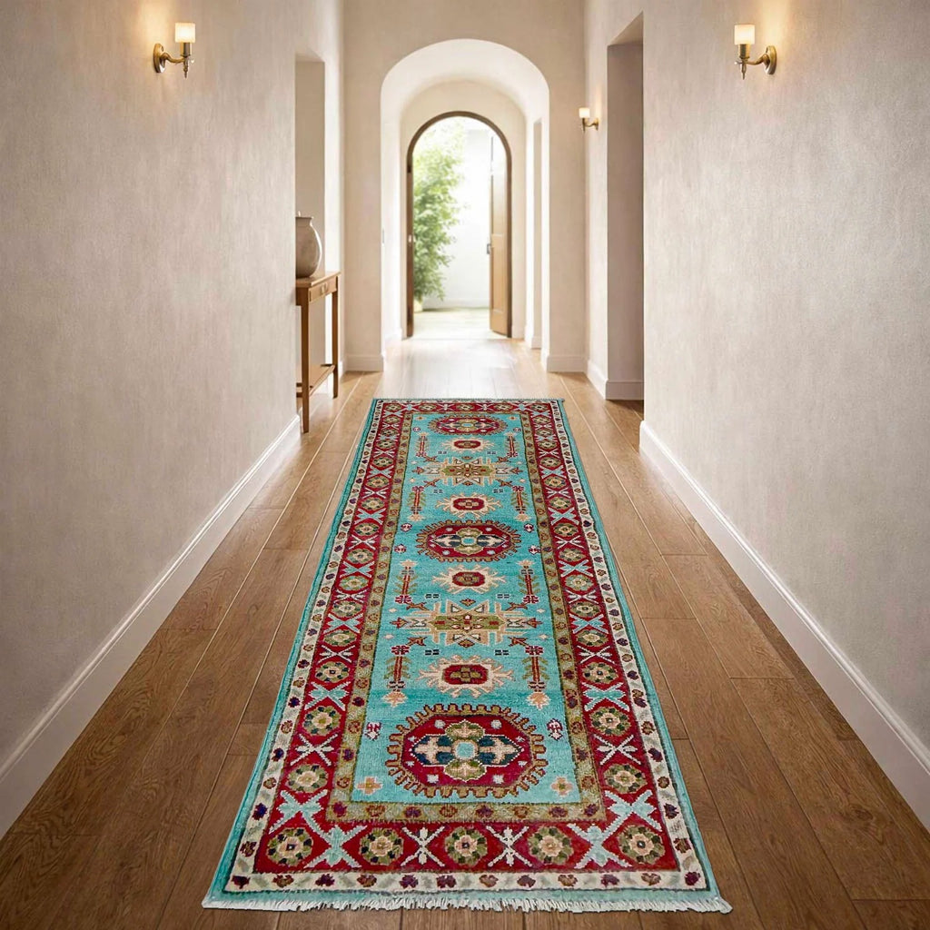 Turquoise Blue & Crimson Runner