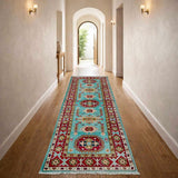 Turquoise Blue & Crimson Runner
