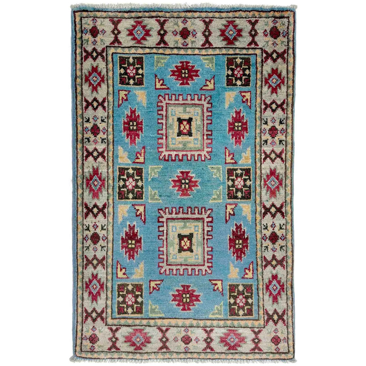 Traditional Geometric Kazak Entryway Rug