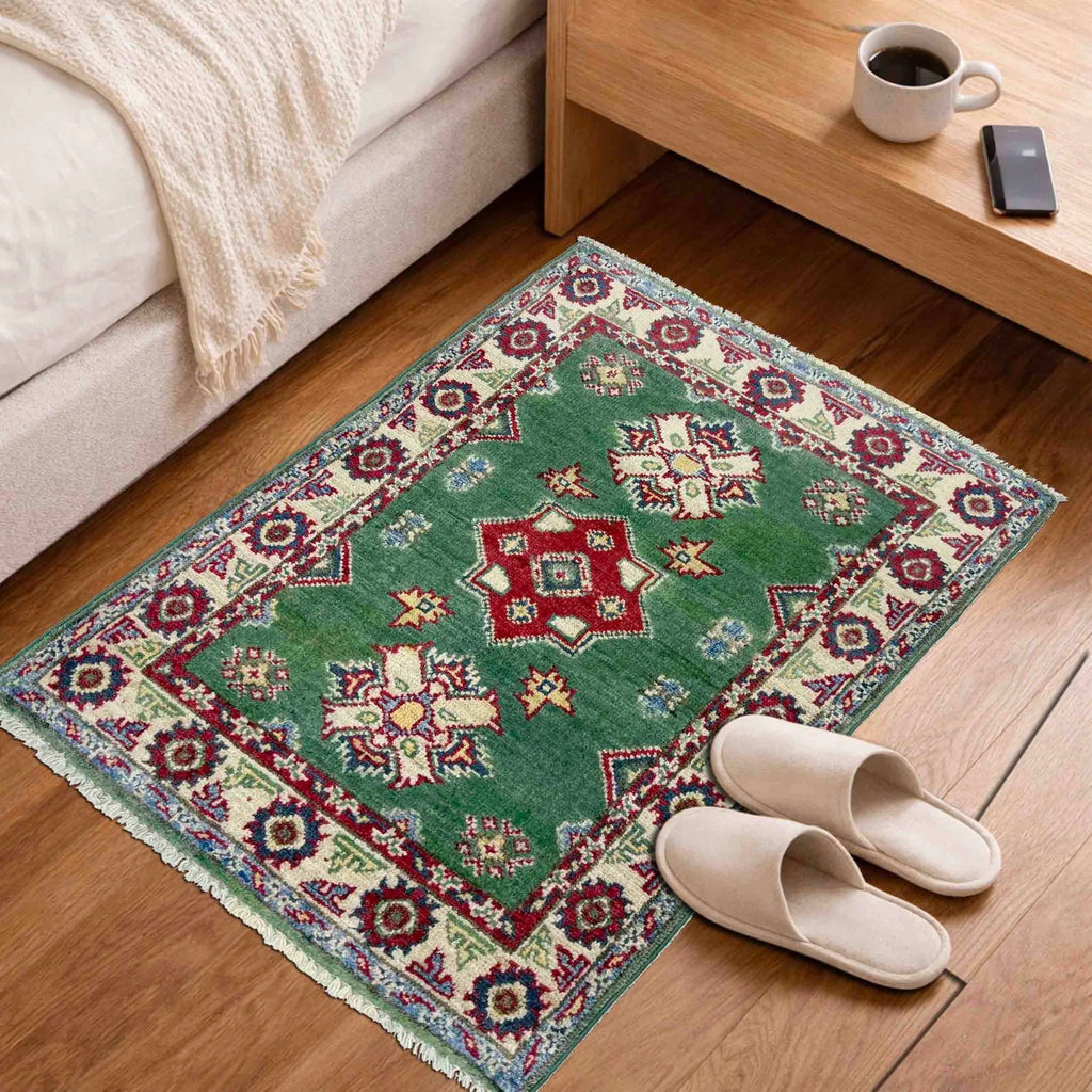 Green Color Kazak Rug