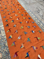Terracotta Orange Bird Motif Kilim Runner