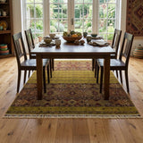 Olive Striped Tribal Diamond Rug