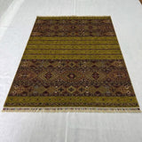Olive Striped Tribal Diamond Rug