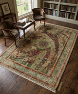 Kashan Lattice Abrash Medallion Area Rug