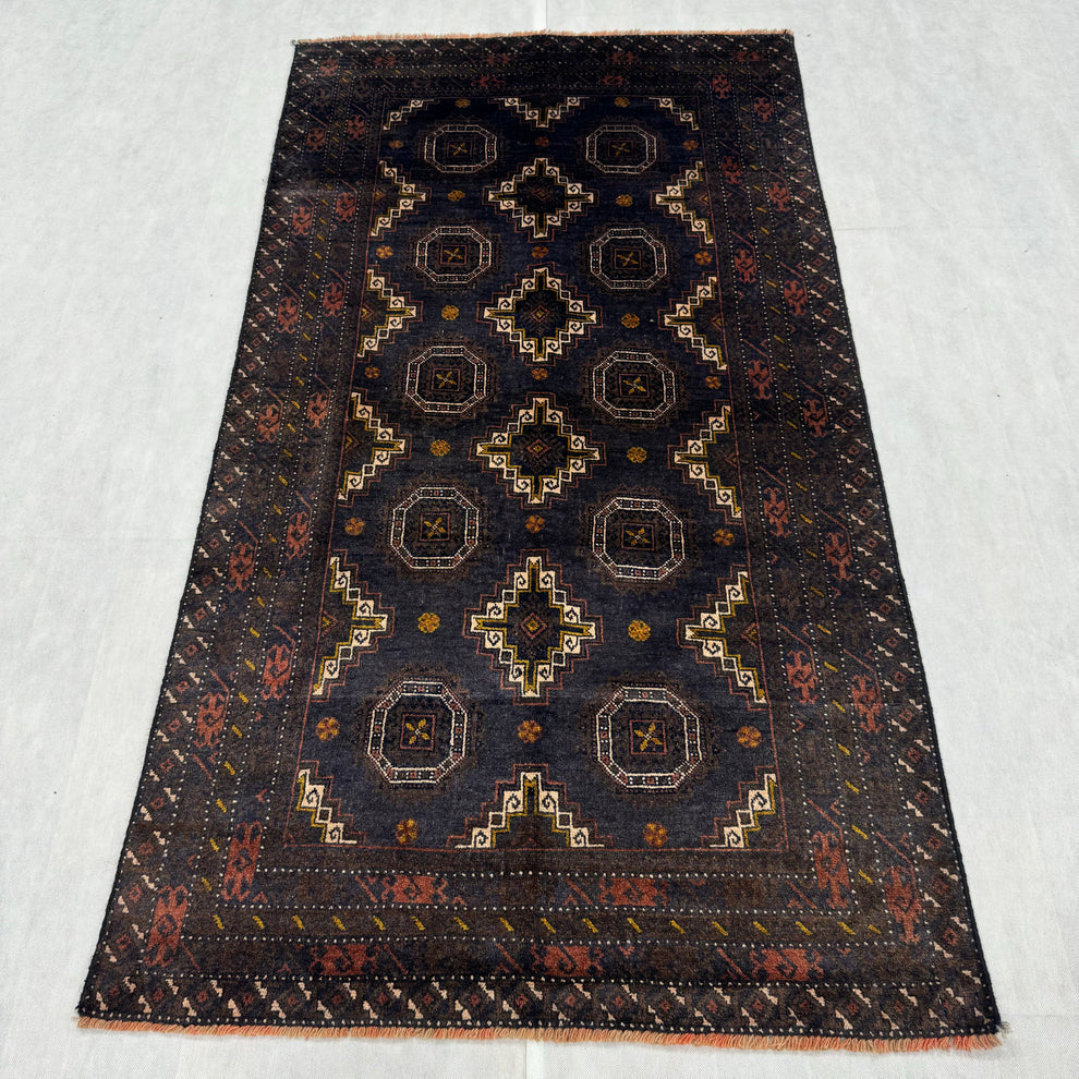Baluchi Dark Charcoal Patterned Mat