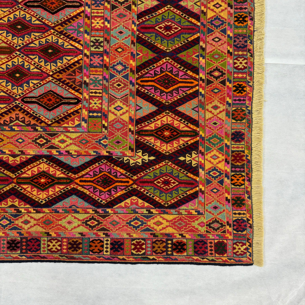 Belgic Traditional Terracotta Geometric Bordered Mat