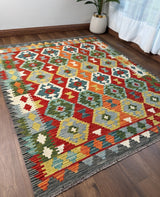 Kazak Diamond Medallion Kilim