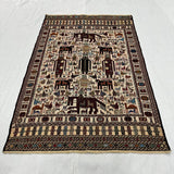Traditional Neutral Beige Geometric Medallion Kilim