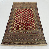 Neutral Cream Center Geometric Border Kilim