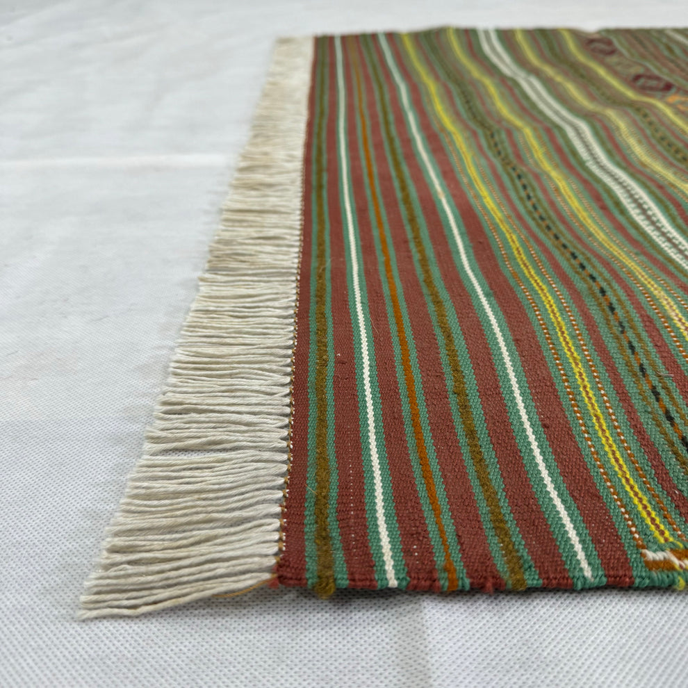 Sage Green Striped Flatweave Kilim