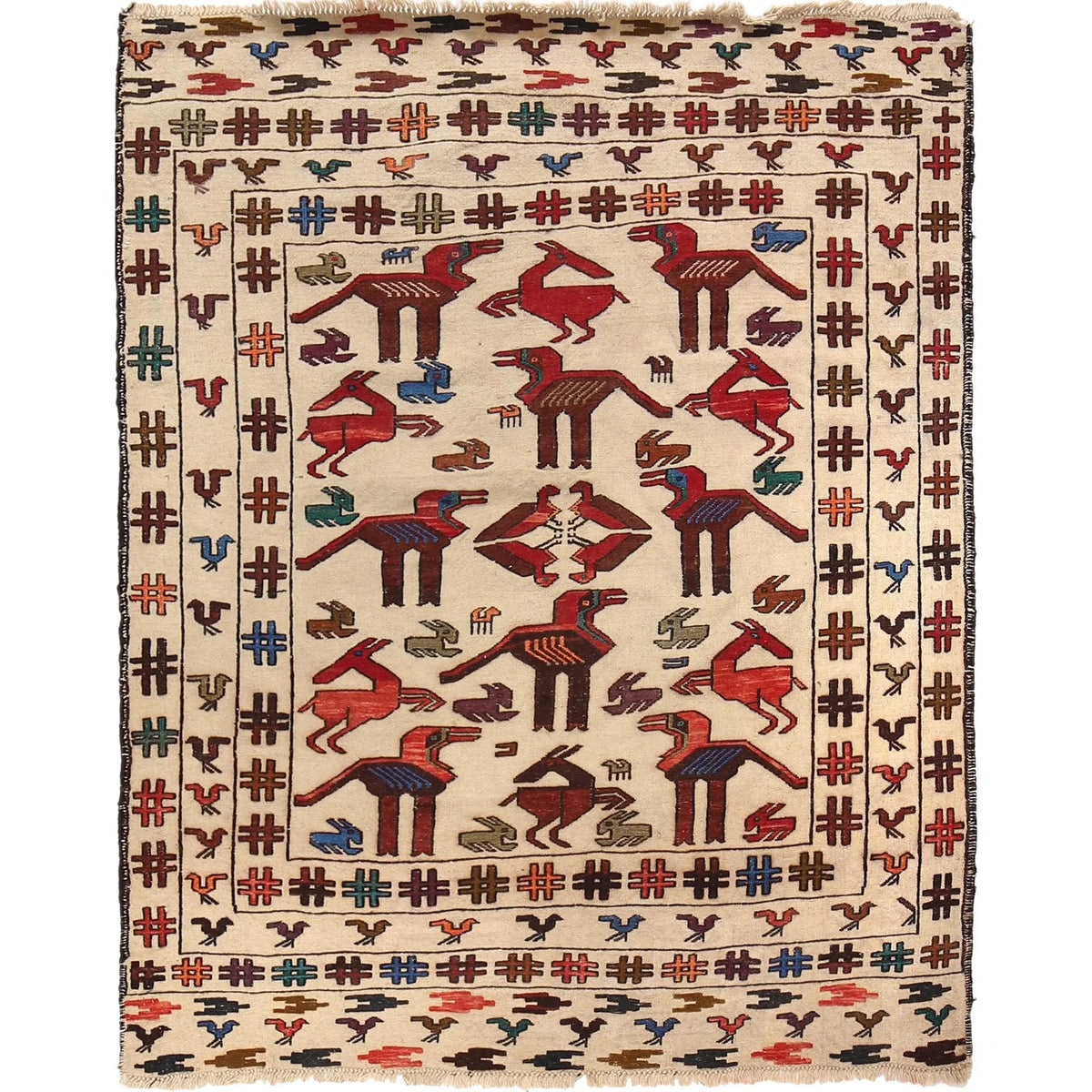 Pictorial Zoomorphic Animal Kilim