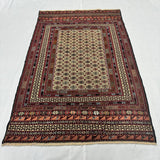 Mosaic Geometric Block Pattern Burgundy Kilim