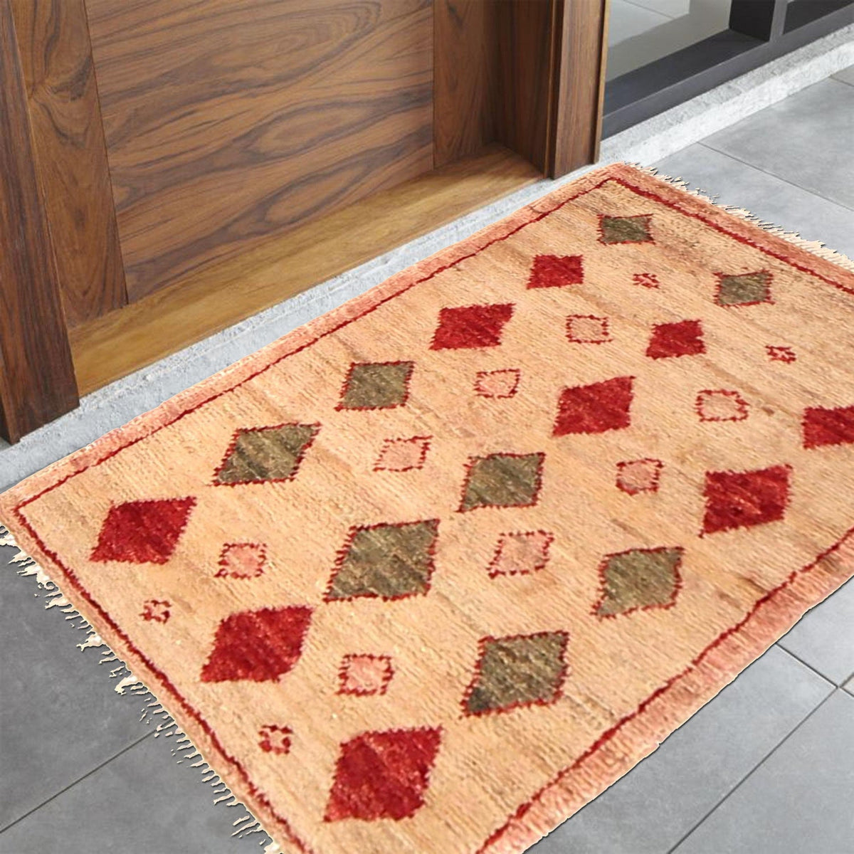Cream Chevron Mosaic Rug