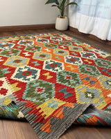 Kazak Diamond Medallion Kilim
