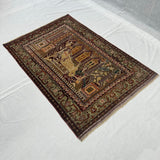 Vintage Earth-Tone Tribal Geometric Wool Mat