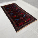 Deep Navy Baluchi Handmade Stylized Floral Motif Mat