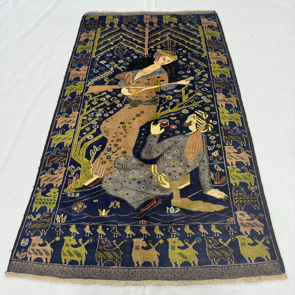 Shikargah Handmade Pictorial Hunting Scene Mat